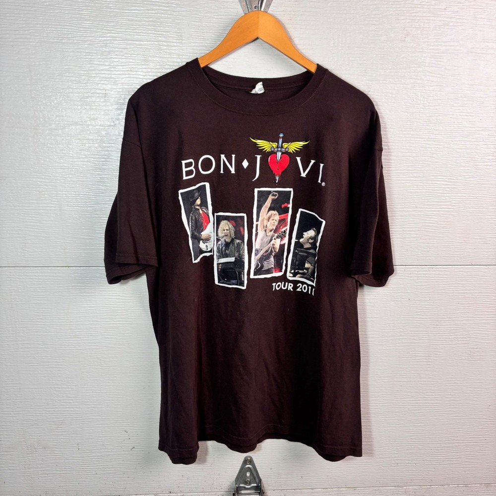 2011 Bon Jovi Tour T-Shirt Anvil 2XL Double Sided Rock Band Tee